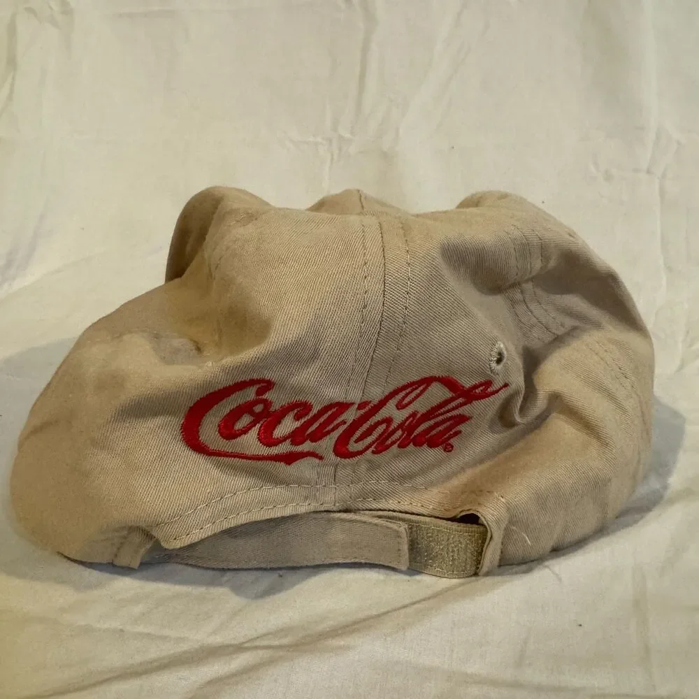 Portillo's Lubbock TX Coca-Cola Hat Khaki Tan Dad Cap Promo Adjustable Hot Dog